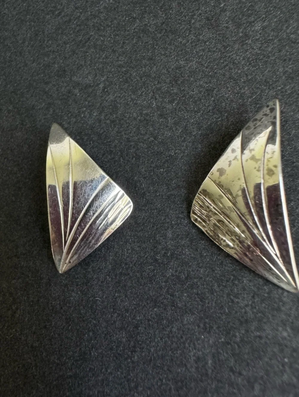 Vintage Sterling Silver‎ Fan Earrings 80s 925 Stud